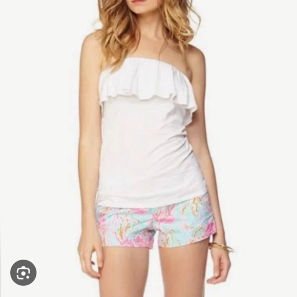 ❤️ LILLY PULITZER PIMA COTTON RUFFLE TUBE TOP, LARGE - Picture 1 of 7